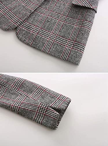 ebossy جاكيت بليزر نسائي برباط مزدوج بفتحة ياقة من ebossy (ميديم، رمادي) - Image 5