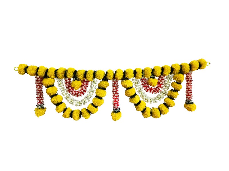 afarza Artificial Marigold Flower Toran Garlands Handmade Bandhanwar Door Entrance Hanging Hometraditional Wall Decoration Diwali, 40Inches - Image 2
