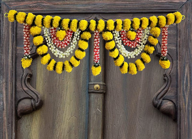 afarza Artificial Marigold Flower Toran Garlands Handmade Bandhanwar Door Entrance Hanging Hometraditional Wall Decoration Diwali, 40Inches - Image 1