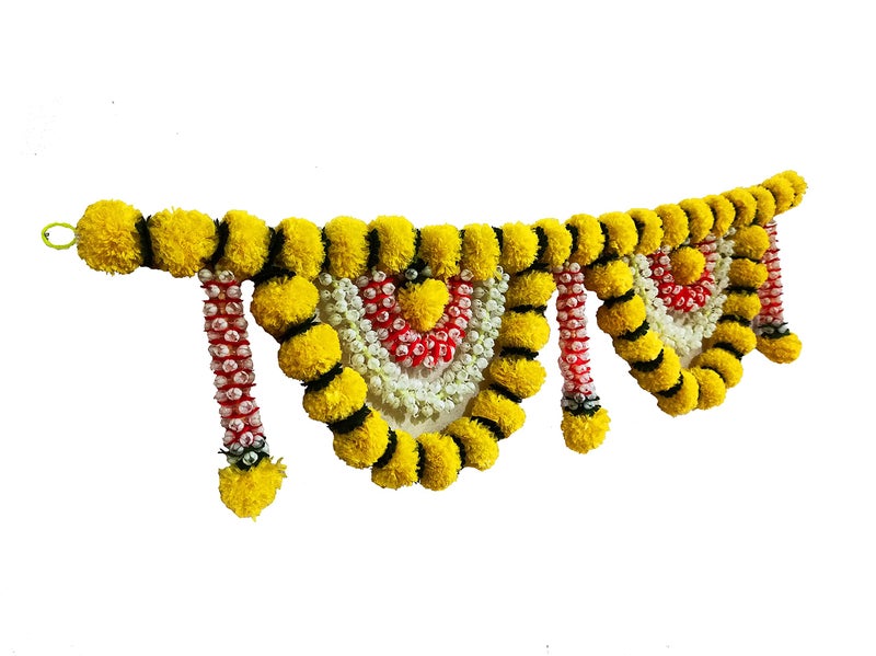 afarza Artificial Marigold Flower Toran Garlands Handmade Bandhanwar Door Entrance Hanging Hometraditional Wall Decoration Diwali, 40Inches - Image 4