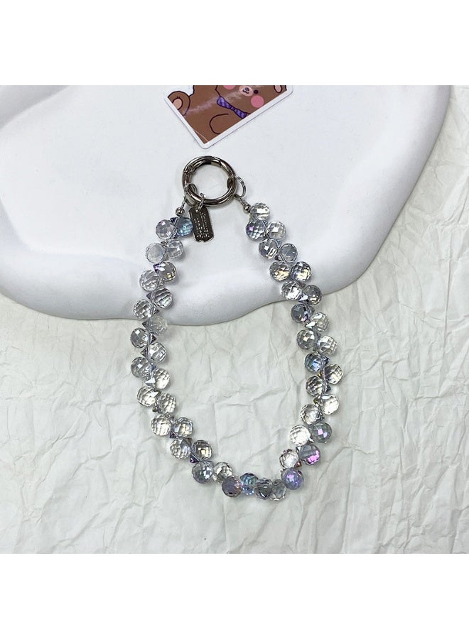 NIBEMINENT Super Cute Beaded Phone Charm – Trendy Phone Chain Wrist Strap, Shining Beads Chain Lanyard for Cell Phone