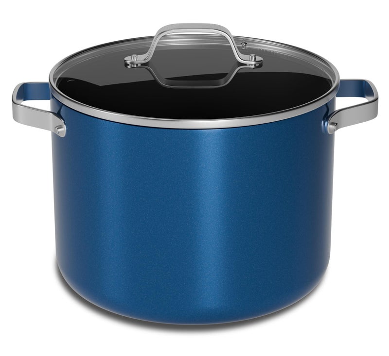 BAKKENMASTER Bakken 12.5 Quart Ceramic Coated Stock Pot with Lid, Easy Clean Nonstick Pot, Tempered Glass Lid, Riveted Stainless Steel Handles, Oven Safe Up To 500Â°F, PTFE & PFAS Free, All Stove Compatible, Blue - Image 1