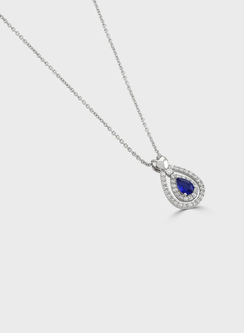 باكلي لندن Sapphire Heart Pear-Drop Pendant