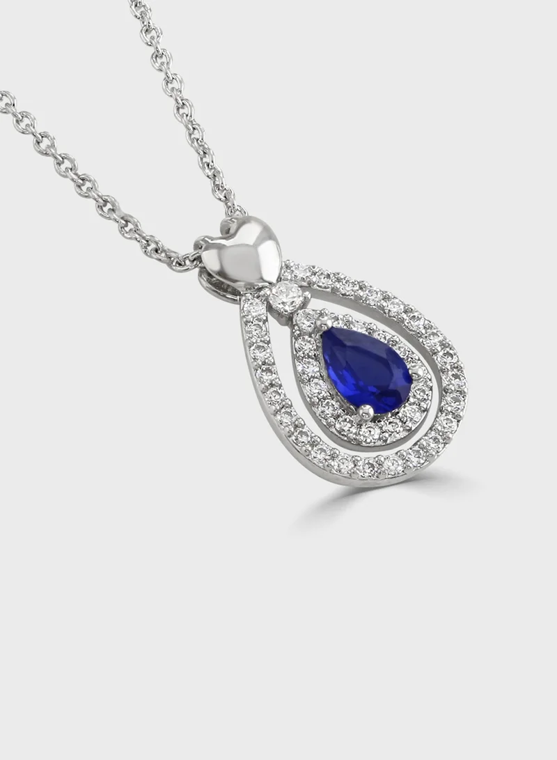 باكلي لندن Sapphire Heart Pear-Drop Pendant