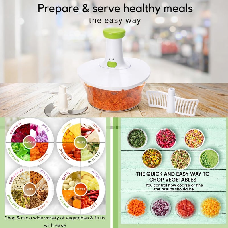 Brieftons Express Food Chopper: Large 6.8-Cup, Quick & Powerful Manual Hand Held Chopper/Mixer to Chop Fruits, Vegetables, Herbs, Onions for Salsa, Salad, Pesto, Hummus, Guacamole, Coleslaw, Puree - Image 5