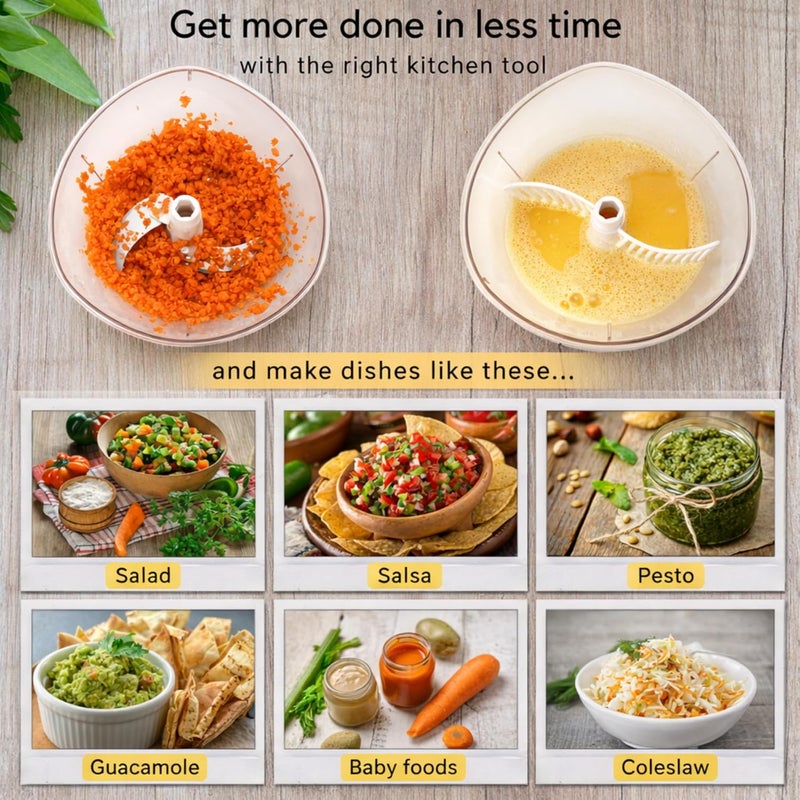 Brieftons Express Food Chopper: Large 6.8-Cup, Quick & Powerful Manual Hand Held Chopper/Mixer to Chop Fruits, Vegetables, Herbs, Onions for Salsa, Salad, Pesto, Hummus, Guacamole, Coleslaw, Puree - Image 2