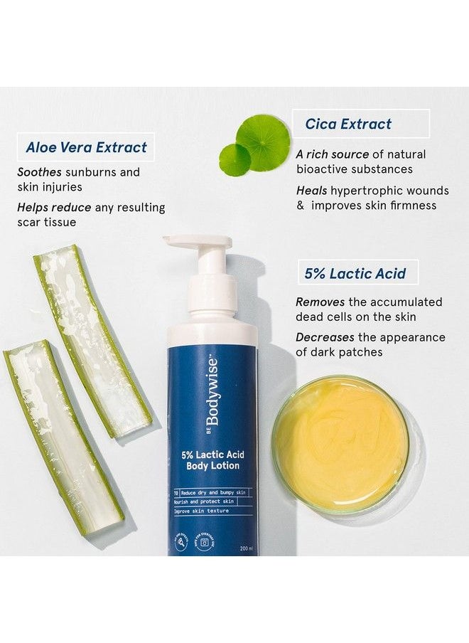 Be Bodywise - 5% Lactic Acid Body Lotion For Women ; With 5% Lactic Acid Aloe Vera Extract & Cica Extract ; Improves Skin Texture & Reduces Appearance Of Strawberry Legs ; 200 Ml - Image 1