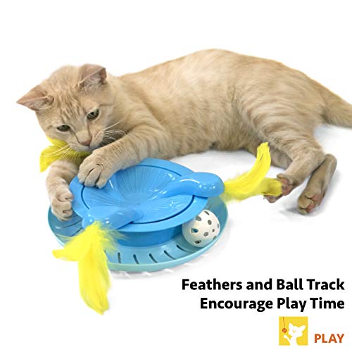 Kitty City Swat Track Cat Toy, 3 Toys in 1 Cat Toy, Cat Ball Track with Feathers - Image 2