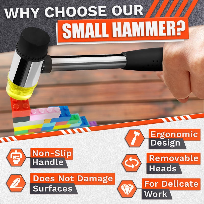 LEGLO Small Rubber Mallet Hammer, 25 mm Double-Sided Head, Non-Slip Grip - Image 4