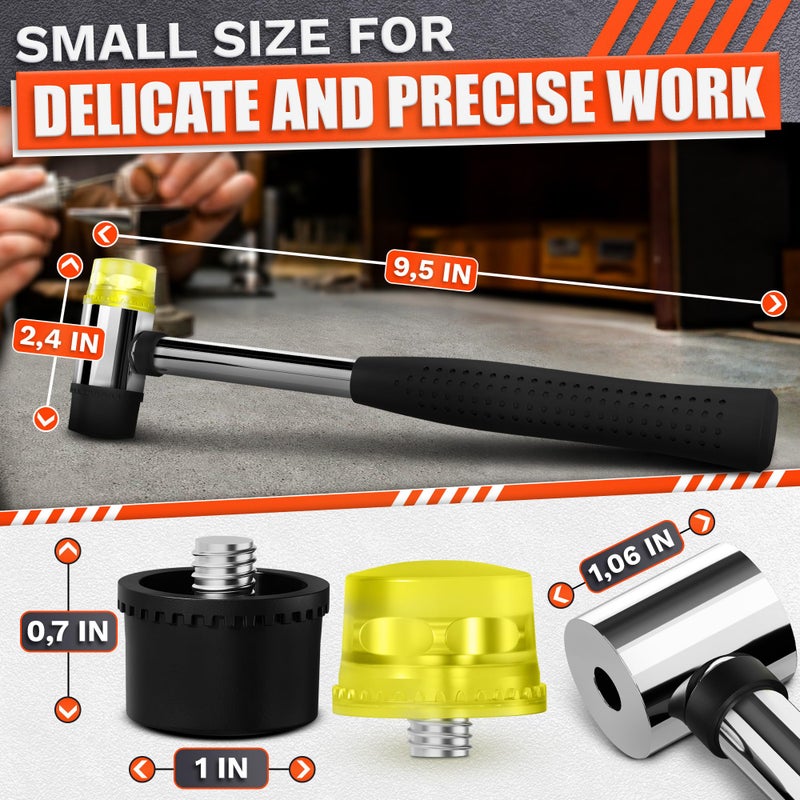 LEGLO Small Rubber Mallet Hammer, 25 mm Double-Sided Head, Non-Slip Grip - Image 2