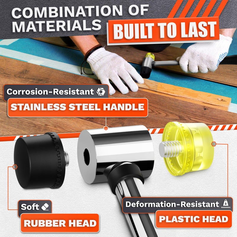 LEGLO Small Rubber Mallet Hammer, 25 mm Double-Sided Head, Non-Slip Grip - Image 3