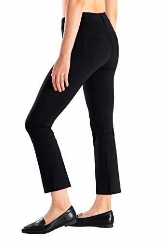 YogipaceBelt LoopsWomens Flare Cropped Dress Yoga Pants Capris Stretchy Work Ankle Pant29BlackSize M - Image 3