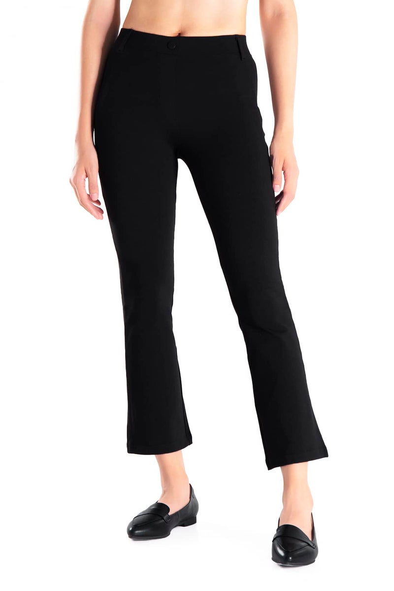 YogipaceBelt LoopsWomens Flare Cropped Dress Yoga Pants Capris Stretchy Work Ankle Pant29BlackSize M - Image 2