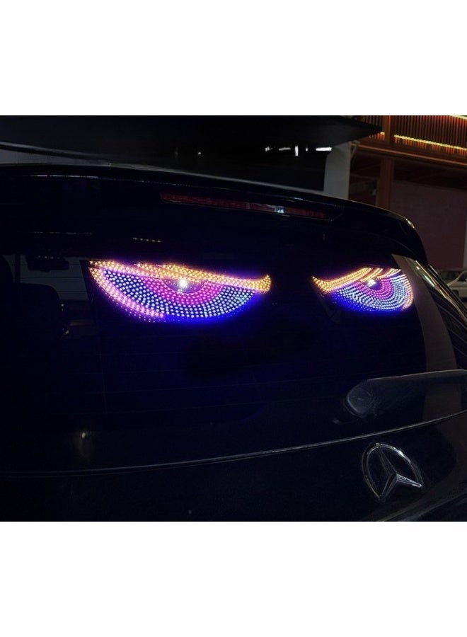 لوح إضاءة LED خلفي على شكل عيون متحركة للسيارات والشاحنات مزوّد بعدة ألوان و11 وضع إضاءة مع جهاز تحكّم عن بُعد - Image 2