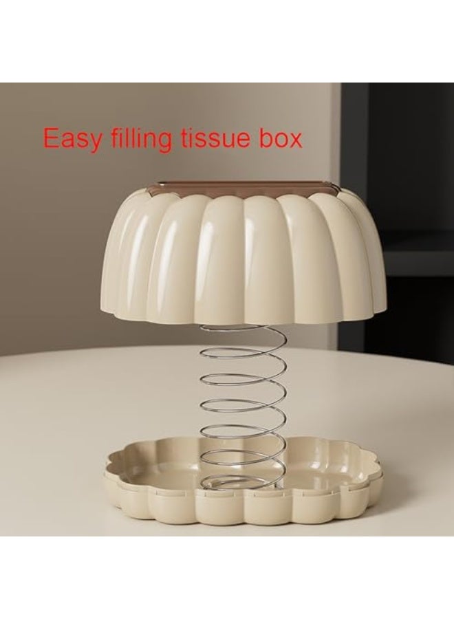 Nadrab Tissue Box Cover Decorative Pumpkin Shape Ornaments Home Car Tissue Box Small Paper Plastic Storage Box Dispenser for Bathroom,Laundry Room, Living Room, Restaurant,Kitchen,Office (White) - Image 4