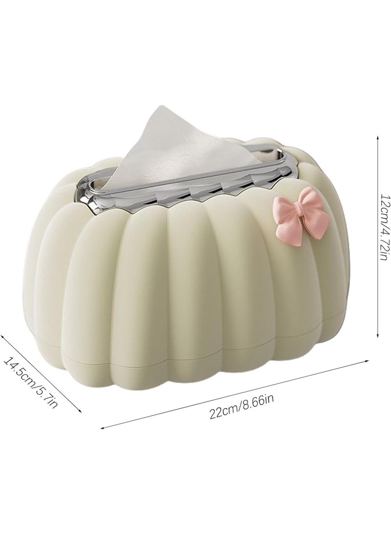 Nadrab Tissue Box Cover Decorative Pumpkin Shape Ornaments Home Car Tissue Box Small Paper Plastic Storage Box Dispenser for Bathroom,Laundry Room, Living Room, Restaurant,Kitchen,Office (White) - Image 5