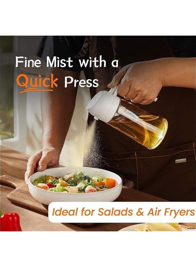 بيوينتي زجاجة بخاخ زيت سعة 17 اونصة للمطبخ من راكسوم - زجاجة زيت زيتون سعة 500 مل - موزع زيت زيتون 2 في 1 وبخاخ زيت - مثالية للطبخ والسلطات والشواء (ابيض) - Image 3