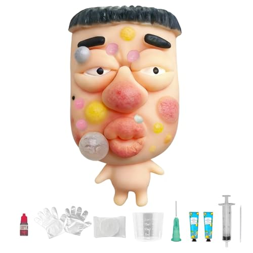 CIYOJA Pimple Popping Toy Squishy Toys Stress Relief Squeeze Toy Large Reusable Silicone Pimple Popper Fidget Toy Set Soft Sensory Toy for Adults ASMR Satisfying Play Includes 2 Filling Creams SquishFace - Image 1
