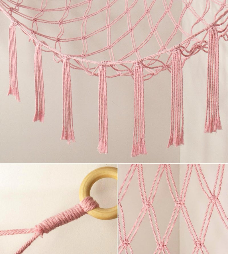 mirolam Stuffed Animal Storage Hammock Net - Toy Hammock Net for Stuffed Animals Corner - Hanging Stuff Animal Organizer Holder Large Pink Baby Nursery Room Decor - Image 5