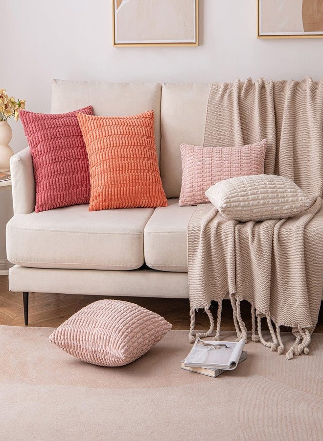 ANRODUO Pack of 2 Cream White Pillow Covers Decorative Throw Pillows 12x20 Inch for Couch Bed Living Room Soft Corduroy Striped Lumbar Cushion Case Boho Throw Pillows Neutral Room Fall Room Decor - Image 3