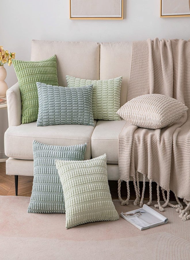 ANRODUO Pack of 2 Cream White Pillow Covers Decorative Throw Pillows 12x20 Inch for Couch Bed Living Room Soft Corduroy Striped Lumbar Cushion Case Boho Throw Pillows Neutral Room Fall Room Decor - Image 2