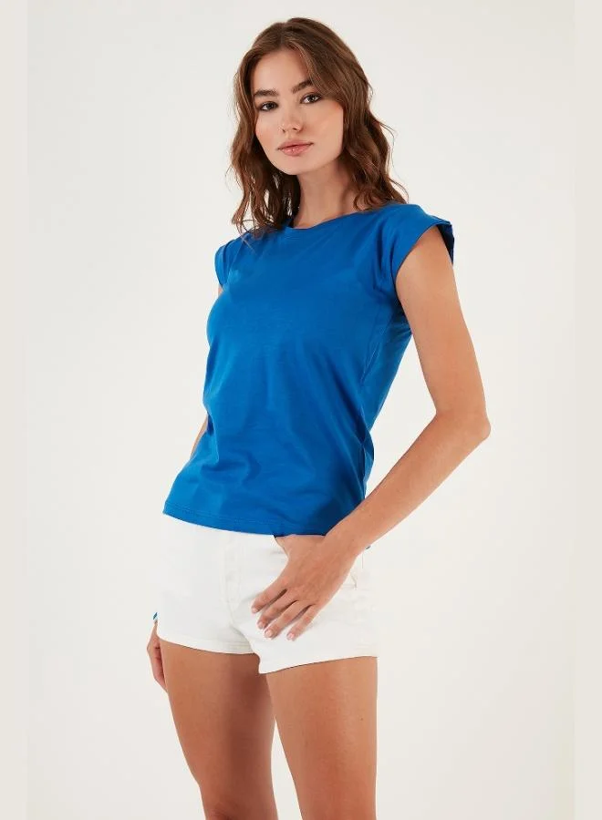 ليلا تيشيرت قطن بدون أكمام بياقة دائرية للنساء