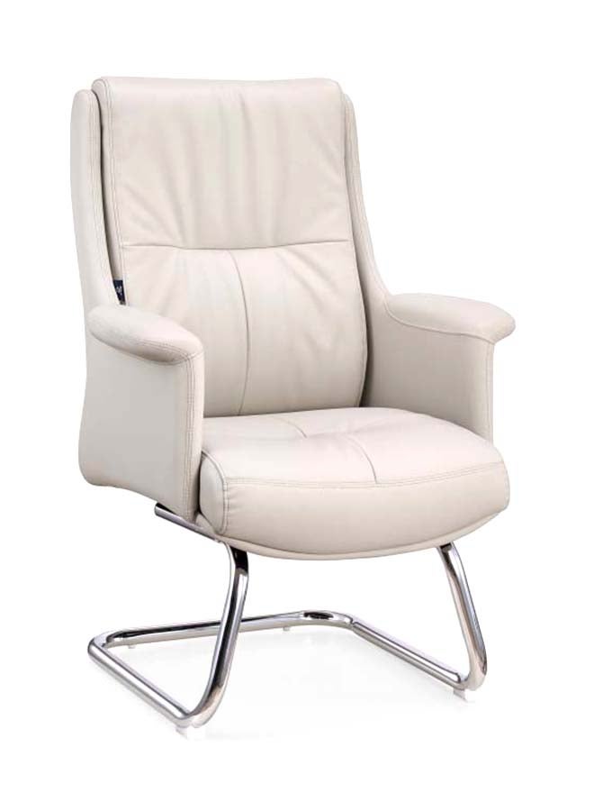 NEO FRONT FURNITURE Visitor Office Chair – Leather Executive Guest Chair with Fixed Aluminum Base (No Wheels) for Office, Meeting Room & Reception Use C376