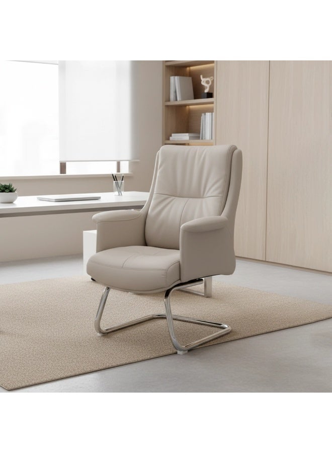 NEO FRONT FURNITURE Visitor Office Chair – Leather Executive Guest Chair with Fixed Aluminum Base (No Wheels) for Office, Meeting Room & Reception Use C376 - Image 2