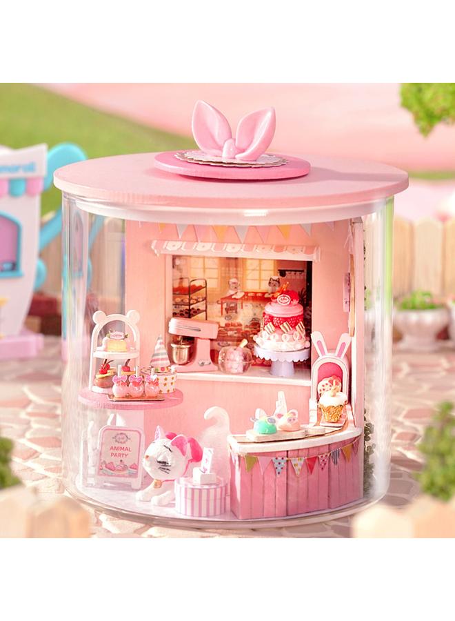 الأزرق جي دبليو مزينة يدويًا زجاجة زجاجية DIY كوخ ماجيك كوخ ماجيك 3D نموذج بناء ثلاثي الأبعاد هدية زخرفة سطح المكتب - Image 1