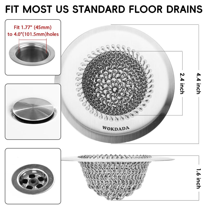 Wokdada Bathtub Drain Hair Catcher, Fast Drainage Shower Drain Hair Catcher, Reversible 304 Stainless Steel Drain Protector for Pop-Up and Regular Drains of Bathroom(Patented Product) - Image 4