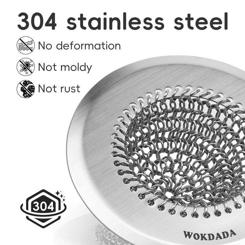 Wokdada Bathtub Drain Hair Catcher, Fast Drainage Shower Drain Hair Catcher, Reversible 304 Stainless Steel Drain Protector for Pop-Up and Regular Drains of Bathroom(Patented Product) - Image 3