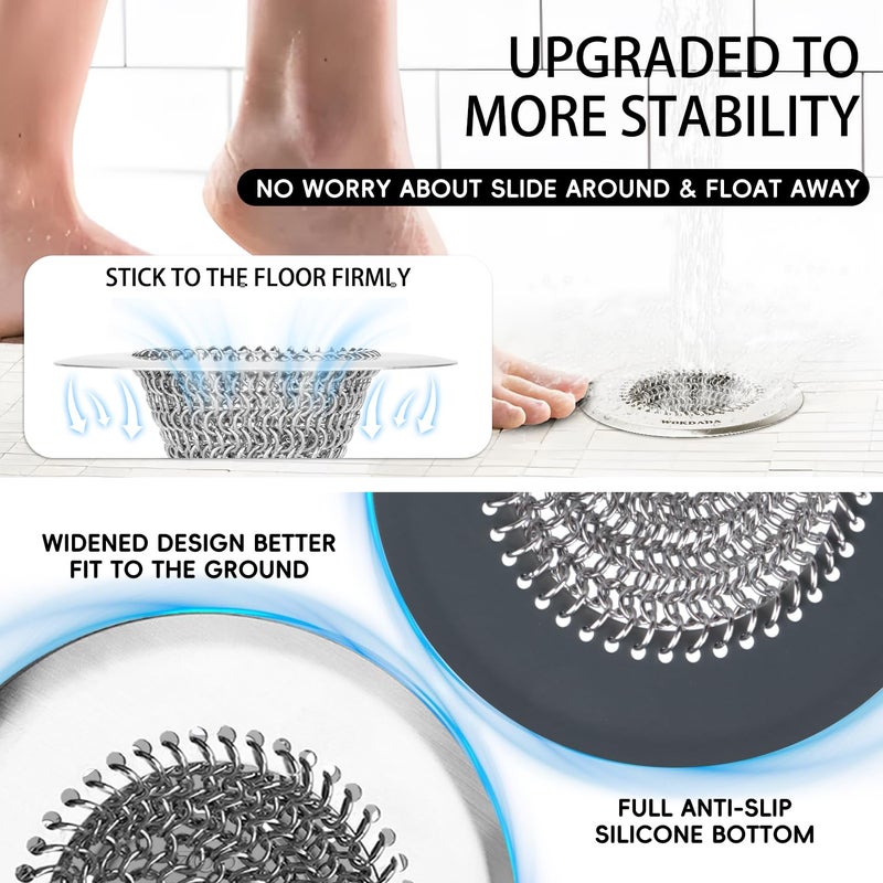 Wokdada Bathtub Drain Hair Catcher, Fast Drainage Shower Drain Hair Catcher, Reversible 304 Stainless Steel Drain Protector for Pop-Up and Regular Drains of Bathroom(Patented Product) - Image 5