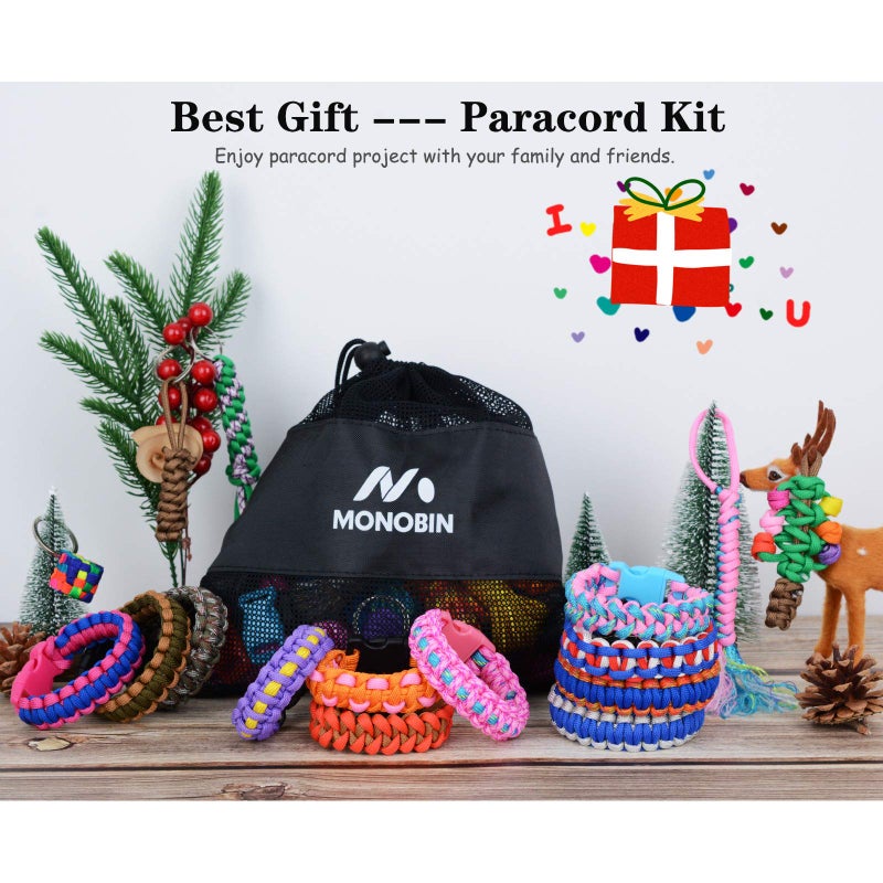 MONOBIN Paracord Combo Kits - 550 Type III Parachute Cord - Bracelet Crafting Kits, Survival Rope Making lanyards,Dog Collar,Bracelet - Image 5