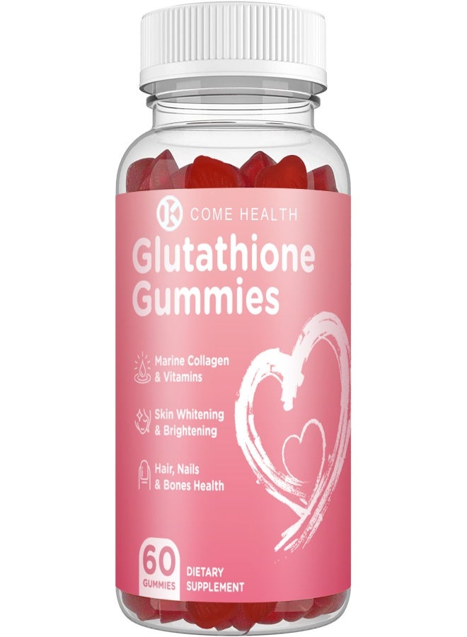 Gluta Glutathione Gummies Marine Collagen&Vitamins Skin Whitening & Brightening Hair, Nails &Bones Health 60 Gummies Dietary Supplement - Image 1