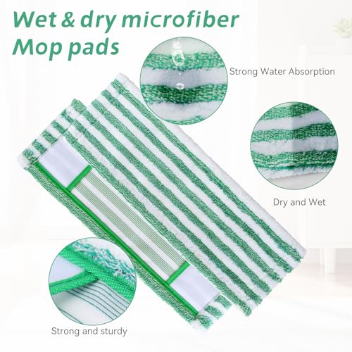 GreeSuit 6 Pack Microfiber Mop Pads Refills Compatible with Libman Wet & Dry Mop, Reusable & Washable, Green & White - Image 2