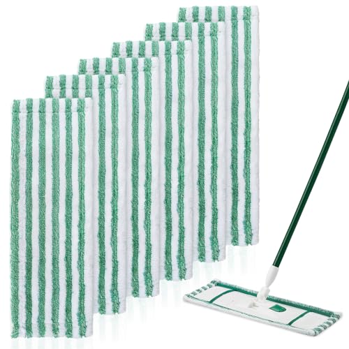 GreeSuit 6 Pack Microfiber Mop Pads Refills Compatible with Libman Wet & Dry Mop, Reusable & Washable, Green & White - Image 1