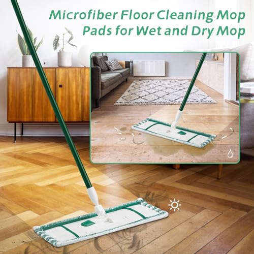 GreeSuit 6 Pack Microfiber Mop Pads Refills Compatible with Libman Wet & Dry Mop, Reusable & Washable, Green & White - Image 5