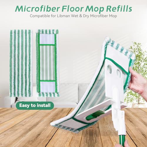 GreeSuit 6 Pack Microfiber Mop Pads Refills Compatible with Libman Wet & Dry Mop, Reusable & Washable, Green & White - Image 3