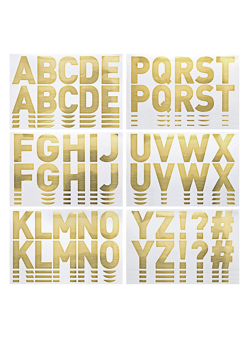 Excefore ملصقات حروف كبيرة 232 قطعة 24 ورقة، ملصقات أرقام وحروف بخط كبير، مجموعة حروف وأرقام ذاتية اللصق بحجم 2.5 بوصة، للفنون والحرف وديكورات (ذهبي) - Image 1