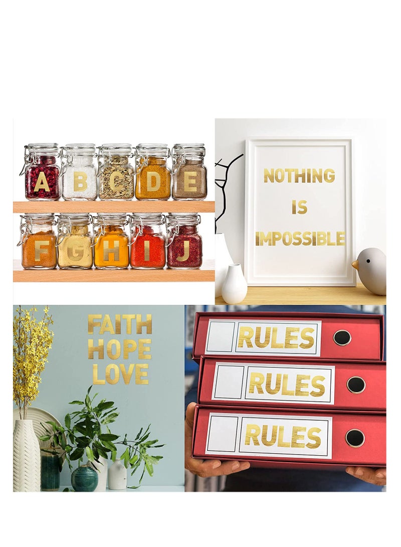 Excefore ملصقات حروف كبيرة 232 قطعة 24 ورقة، ملصقات أرقام وحروف بخط كبير، مجموعة حروف وأرقام ذاتية اللصق بحجم 2.5 بوصة، للفنون والحرف وديكورات (ذهبي) - Image 2