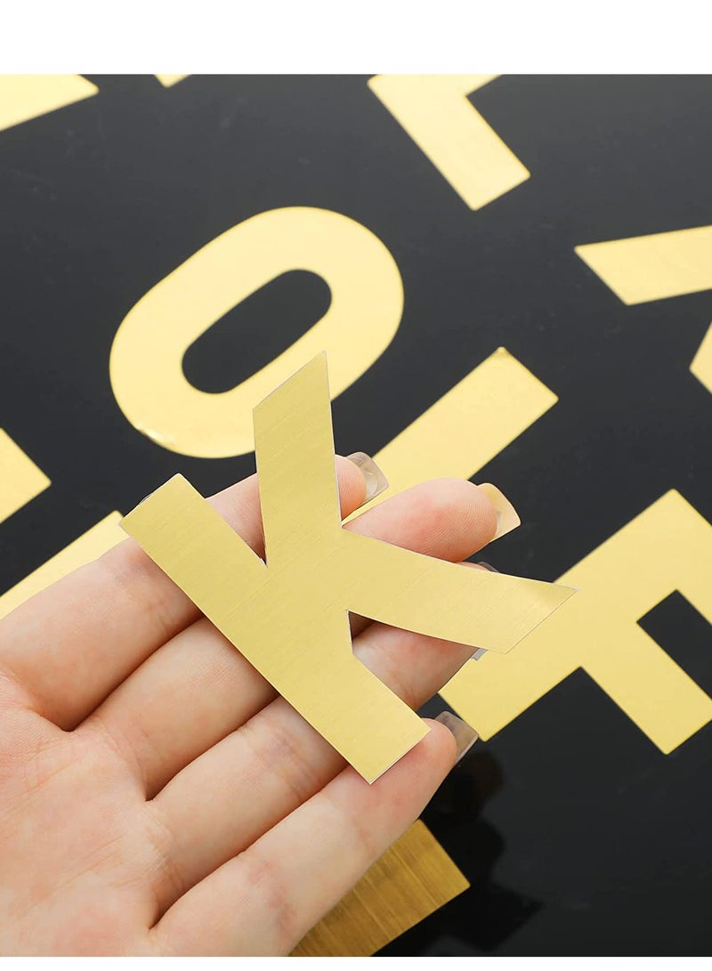 Excefore ملصقات حروف كبيرة 232 قطعة 24 ورقة، ملصقات أرقام وحروف بخط كبير، مجموعة حروف وأرقام ذاتية اللصق بحجم 2.5 بوصة، للفنون والحرف وديكورات (ذهبي) - Image 4