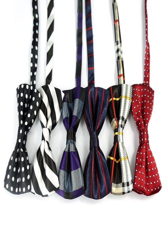 LilMents 12 Pack Boys Mixed Designs Adjustable Pre Tied Bow Necktie Tie Set (Set A) - Image 2