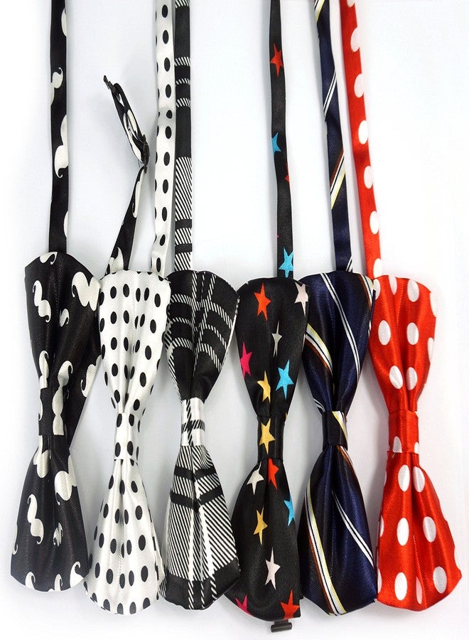 LilMents 12 Pack Boys Mixed Designs Adjustable Pre Tied Bow Necktie Tie Set (Set A) - Image 3