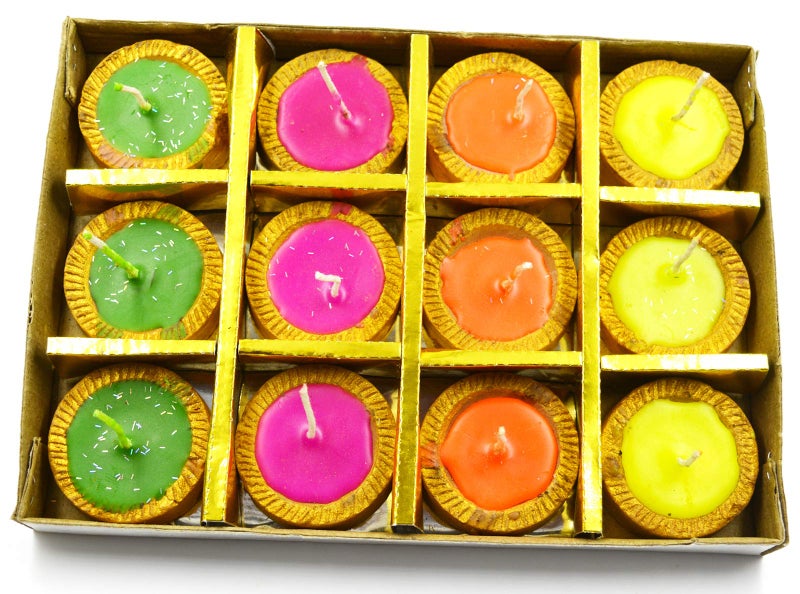 ME  YOU ME & YOU Diya for Diwali Decoration | Decorative Round Clay Diya for Diwali & Decoration | Multicolors Mitti ka Diya Wax Decorative Diya | Colorful Wax Diya - Image 4