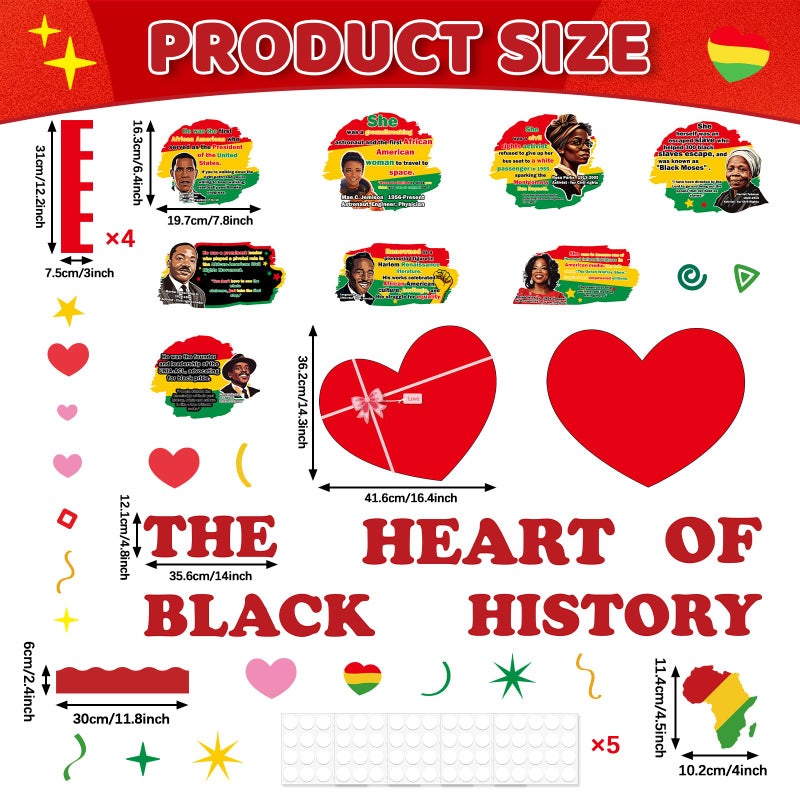 MinFyberd 3D The Heart Of Black History Bulletin Board Decorations Large Love Heart Gift Box African American Inspirational Classroom Bulletin Board Valentine'S Day Heart Cutouts For Wall Chalkboard Door Decors - Image 2