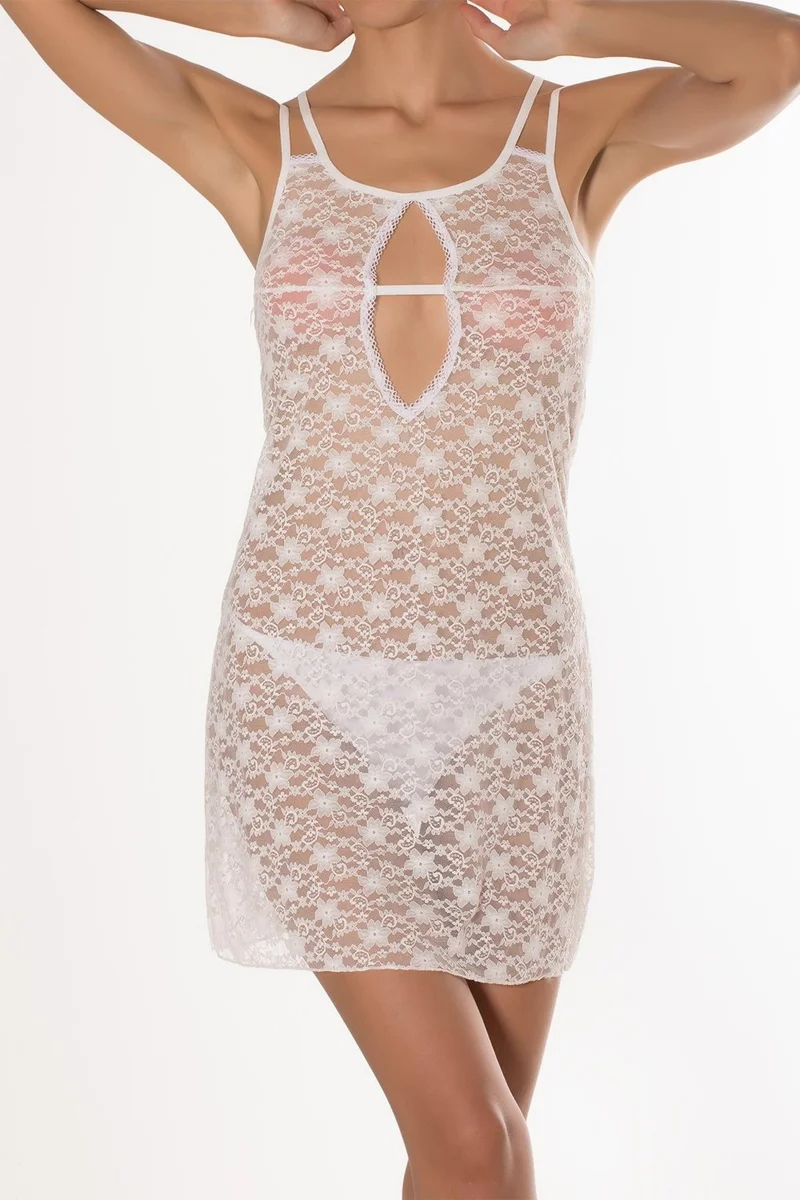 ميور Cross-Strap Lace Detailed Lace Nightgown