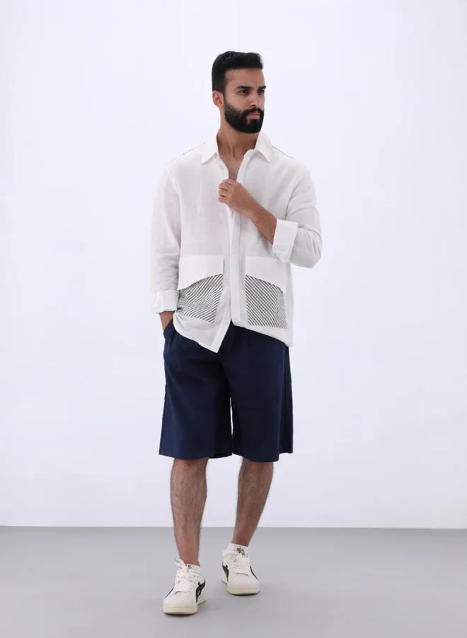 Selene Men Linen Casual Shirt with Pockets