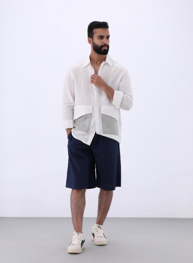 Selene Men Linen Casual Shirt with Pockets - Image 2