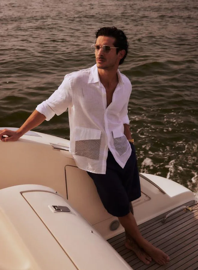 Selene Men Linen Casual Shirt with Pockets