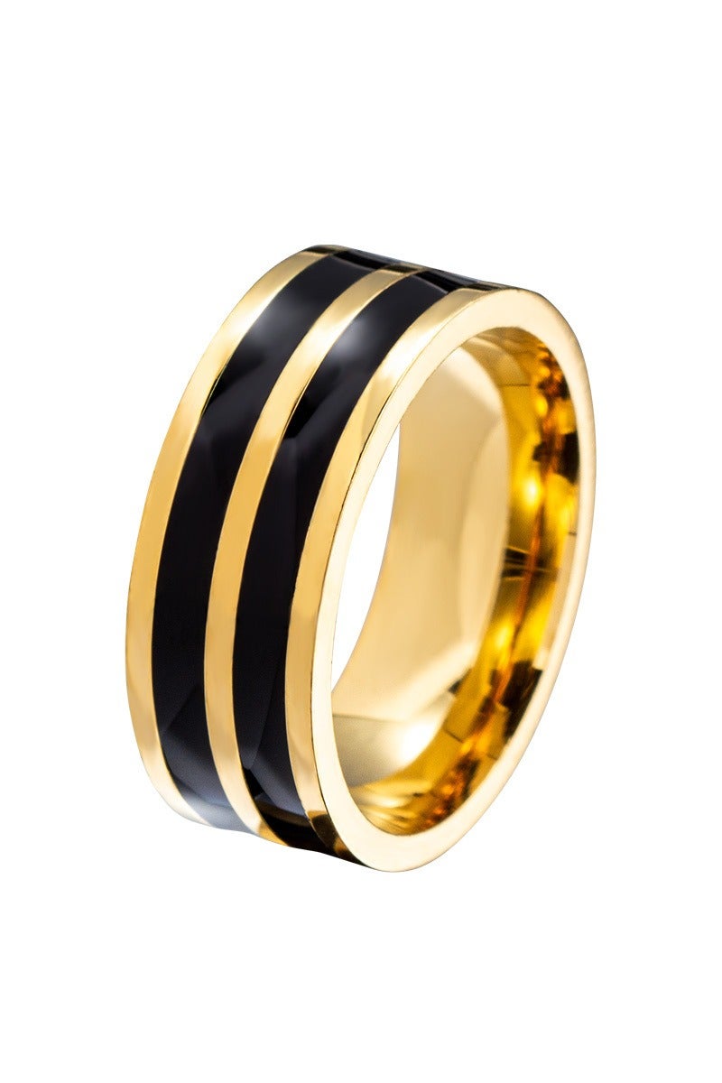 روماد خاتم أنيق وعالي الجودة مطلي باللونين الذهبي والأسود لإطلالة فاخرة. - Image 1
